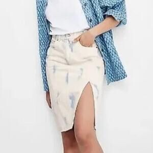 Future Collective Women's High-Rise Midi Denim Skirt - Light Wash Dye Size 6